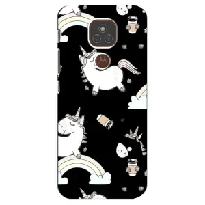 Чехол Unicorn на Motorola MOTO E7 Plus (Единорог с кофе)