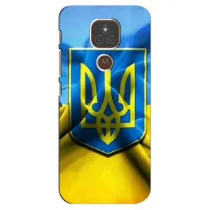 Чехол с картинкой (Патриотический ГЕРБ) на Motorola MOTO E7 Plus (Герб и Флаг Украины)
