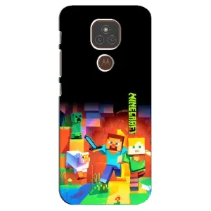 Чехлы для Motorola MOTO E7 Plus (Персонажи Майн Крафт) (Герой Майнкрафт)