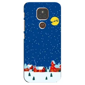 Силиконовый бампер на рождество для Motorola MOTO E7 Plus (Город в снегу)