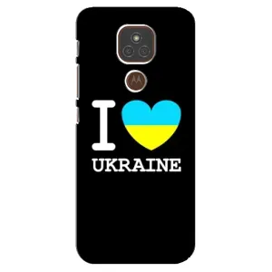 Чехол с Украинской символикой на Моторола Мото Е7 Плюс (I Love Ukraine)