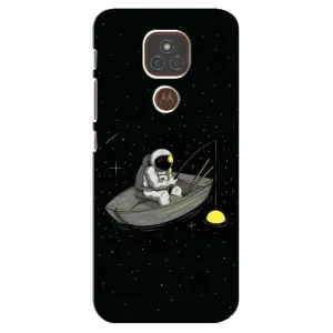 Силиконовый Чехол с принтом "Космонавты" на Motorola MOTO E7 Plus (Космонавт на рыбалке)