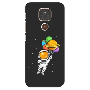 Силиконовый Чехол с принтом "Космонавты" на Motorola MOTO E7 Plus (Космонавт с шариками)
