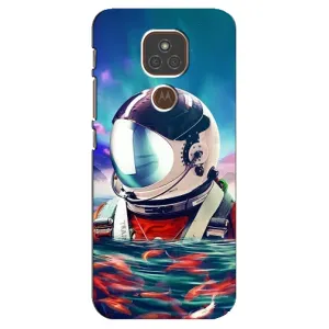 Силиконовый Чехол с принтом "Космонавты" на Motorola MOTO E7 Plus (Космонавт в воде)