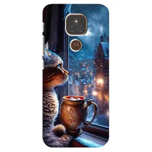 Чехлы на Новый Год Motorola MOTO E7 Plus (Кот новогодний)