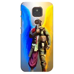 Чехол с картинкой (Патриотический КОЗАК) на Motorola MOTO E7 Plus (Козак с крыльями)
