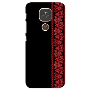 Силиконовый Чехол на Motorola MOTO E7 Plus (Красная Вышиванка)