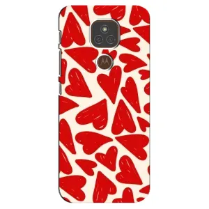 Чехлы с тематикой "Маленькие Сердечки" на Motorola MOTO E7 Plus (Красные сердечка)