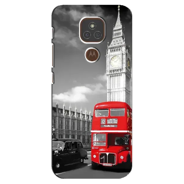 Чехол с рисунком «Красный автобус» для Motorola MOTO E7 Plus