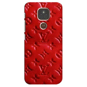 Текстурний Чохол Louis Vuitton для Моторола Мото Е7 Плюс (Червоний ЛВ)
