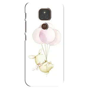 Силіконовий бампер з картинкою звірів для Motorola MOTO E7 Plus (Кролик та кульки)