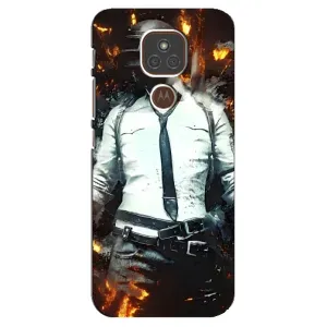 Силиконовый чехол с картинкой "Герой Pubg" на Motorola MOTO E7 Plus (Man Пубг)