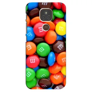 Чохол з зображенням смачної їжі для Motorola MOTO E7 Plus (Різнокольорові M&M'S)