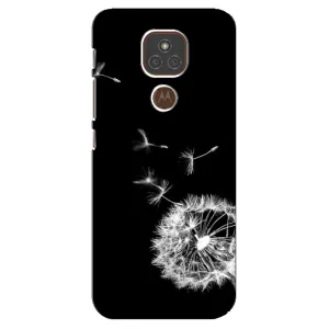 Силиконовый Чехол с одуванчиками на Motorola MOTO E7 Plus (Одуванчик на чёрном)