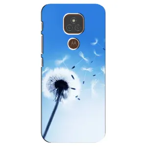Силиконовый Чехол с одуванчиками на Motorola MOTO E7 Plus (Одуванчик на голубом)