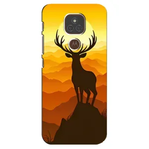 Чохли з зображенням різних тварин на Motorola MOTO E7 Plus (Силует Оленя)
