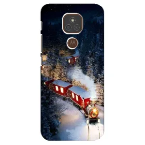 Силиконовый бампер на рождество для Motorola MOTO E7 Plus (Поезд)