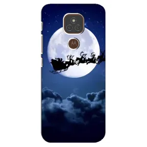 Чехол Санта Клаус для Motorola MOTO E7 Plus (Санта - луна)