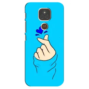 Чехлы (Знак сердечка) на Motorola MOTO E7 Plus (Сердце на синем)