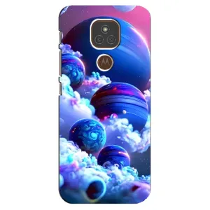 Чехлы КОСМОС для Motorola MOTO E7 Plus (Синие планеты)