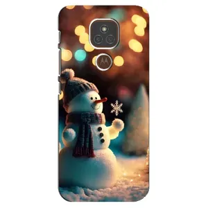 Чехлы на Новый Год Motorola MOTO E7 Plus (Снеговик праздничный)
