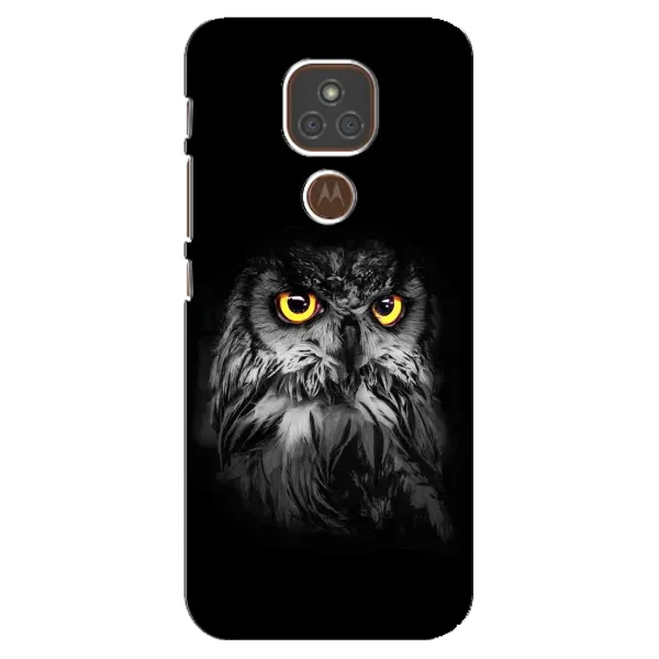 Чехол с рисунком «Сова на чёрном» для Motorola MOTO E7 Plus