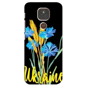 Чехол на Motorola MOTO E7 Plus Украинский дизайн (Ukraine в цветочках)