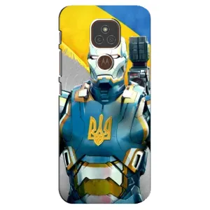 Силиконовый Чехол на Motorola MOTO E7 Plus (Я-Украина) (Украинский робокоп)