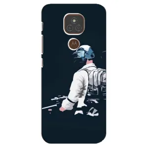 Силиконовый чехол с картинкой "Герой Pubg" на Motorola MOTO E7 Plus (В экиперовке)