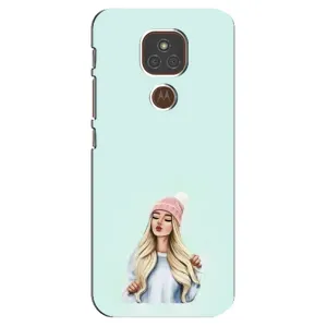 Силиконовый Чехол на Motorola MOTO E7 Plus с картинкой Стильных Девушек (В шапке)