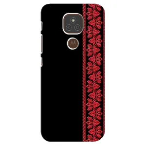 Силиконовый Чехол на Motorola MOTO E7 Plus с картинкой Вышиванки (Вышиванка на черном)