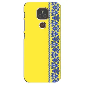 Силиконовый Чехол на Motorola MOTO E7 Plus (Вышиванка на желтом)