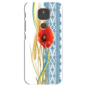 Силиконовый Чехол на Motorola MOTO E7 Plus с картинкой Вышиванки (Вышиванка с цветком)