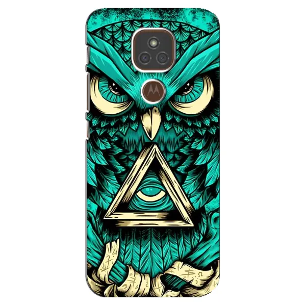 Чехол с рисунком «Зеленая сова» для Motorola MOTO E7 Plus