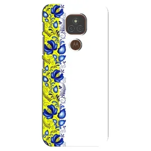 Силиконовый Чехол на Motorola MOTO E7 Plus с картинкой Вышиванки (Желто-синяя вышиванка)