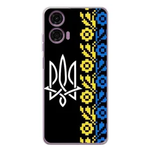 Силиконовый Чехол на Motorola MOTO G04 (Герб и вышыванка)