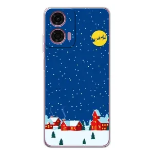Силиконовый бампер на рождество для Motorola MOTO G04 (Город в снегу)