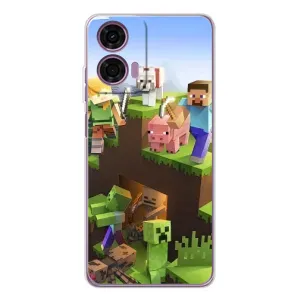 Чехлы для Motorola MOTO G04 (Персонажи Майн Крафт) (Майн-крафт)