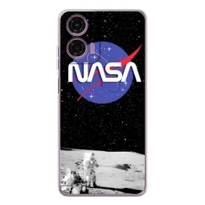 Силиконовый бампер с принтом "Наса" на Motorola MOTO G04 (Nasa на луне)