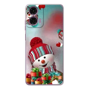 Чехлы на Новый Год Motorola MOTO G04 (Снеговик в шапке)