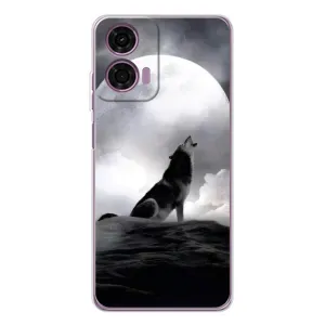 Чехол с Волком на Motorola MOTO G04 (Волк и луна)