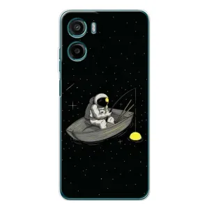 Силиконовый Чехол с принтом "Космонавты" на Motorola Moto G05 (Космонавт на рыбалке)