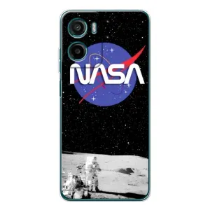 Силиконовый бампер с принтом "Наса" на Motorola Moto G05 (Nasa на луне)