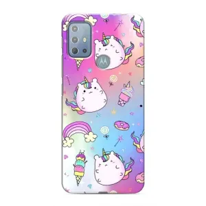 Чехол Unicorn на Motorola MOTO G10 (Радуга и Единорог)