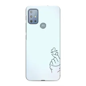 Чехлы (Знак сердечка) на Motorola MOTO G10 (Сердце на голубом)