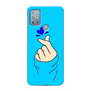 Чехлы (Знак сердечка) на Motorola MOTO G10 (Сердце на синем)