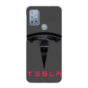 Силиконовый бампер с картинкой машины на Motorola MOTO G10 (Logo TESLA)