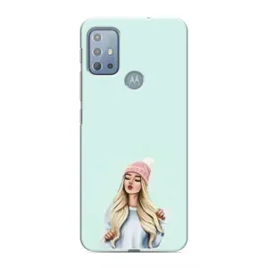 Силиконовый Чехол на Motorola MOTO G10 с картинкой Стильных Девушек (В шапке)
