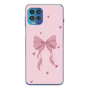 Чехол банты для Motorola MOTO G100 Pro (Бант на розовом)