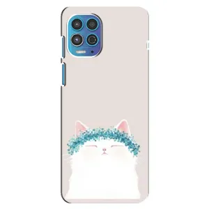 Чехол на тематику: Коты для Motorola MOTO G100 (Белый котик)
